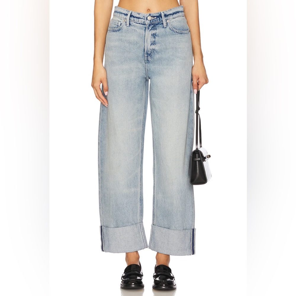 Good American Good Barrel Cuffed High-Rise Relaxed Tapered Jeans